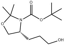 3-Oxazolidinecarboxylic acid, 4-(3-hydroxypropyl)-2,2-dimethyl-, 1,1-dimethylethyl ester, (4R)- Struktur