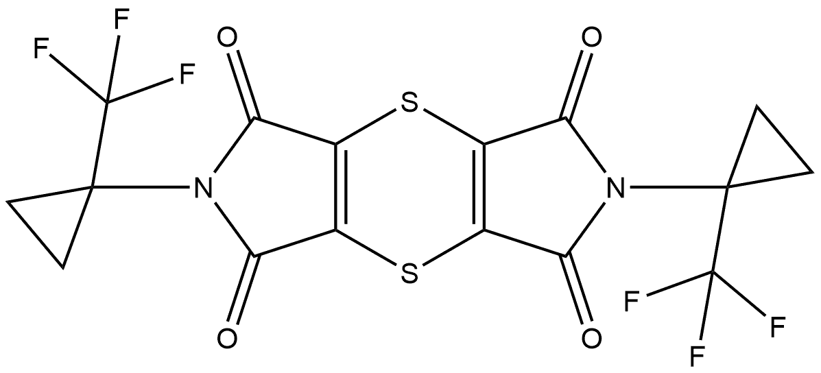 2,6-bis(1-(trifluoromethyl)cyclopropyl)-2,6-dihydro-1H,5H-[1,4]dithiino[2,3-c:5,6-c']dipyrrole-1,3,5,7-tetraone Struktur