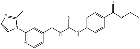 Benzoic acid, 4-[[[[[2-(2-methyl-1H-imidazol-1-yl)-4-pyridinyl]methyl]amino]carbonyl]amino]-, ethyl ester Struktur