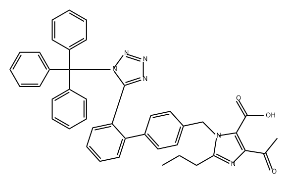 1H-Imidazole-5-carboxylic acid, 4-acetyl-2-propyl-1-[[2'-[1-(triphenylmethyl)-1H-tetrazol-5-yl][1,1'-biphenyl]-4-yl]methyl]- Struktur