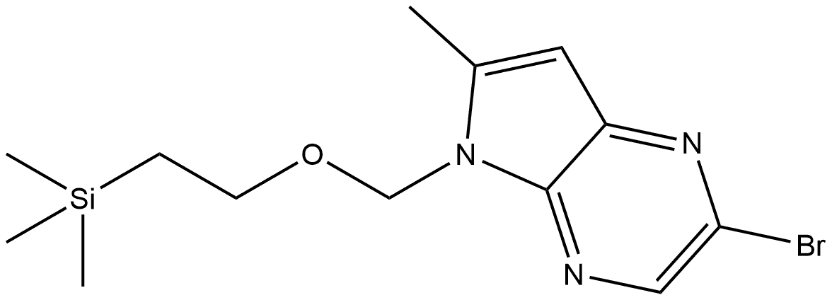 2-Bromo-6-methyl-5-[[2-(trimethylsilyl)ethoxy]methyl]-5H-pyrrolo[2,3-b]pyrazine Struktur