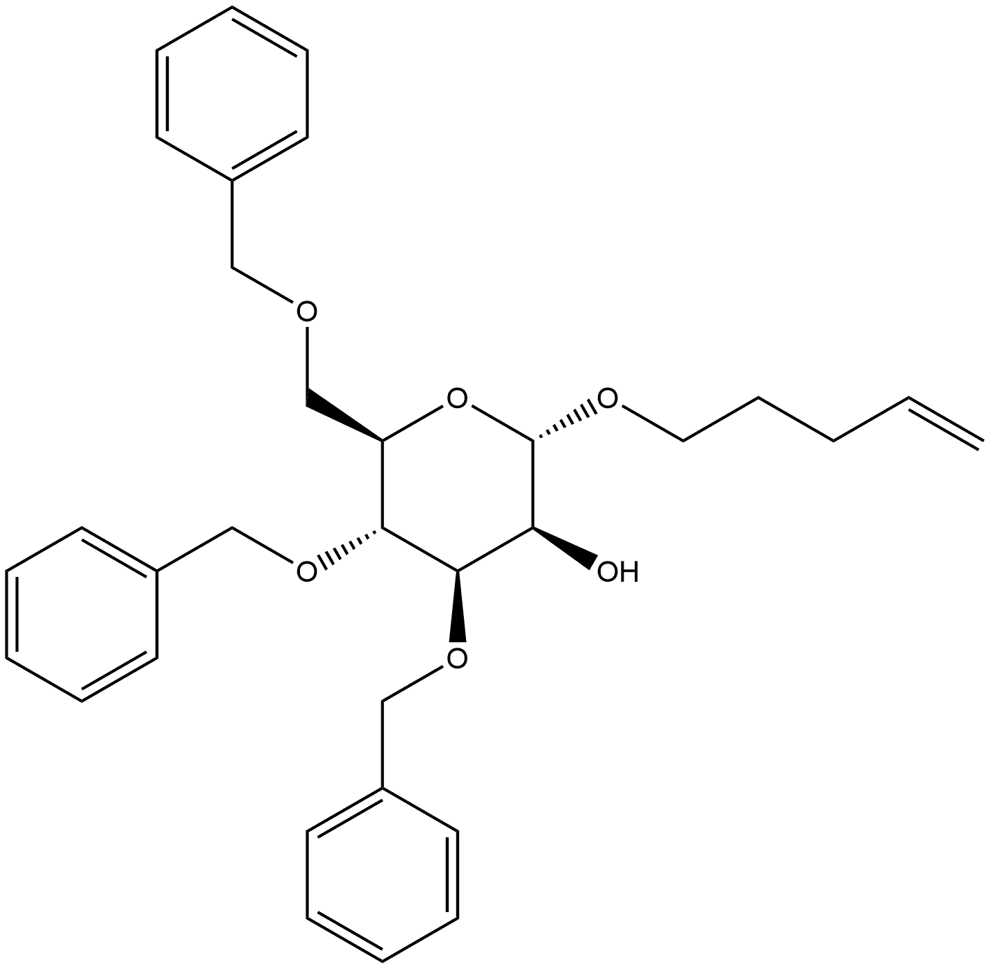 4-Pentenyl 3,4,6-tri-O-benzyl-β-D-glucopyranoside Struktur