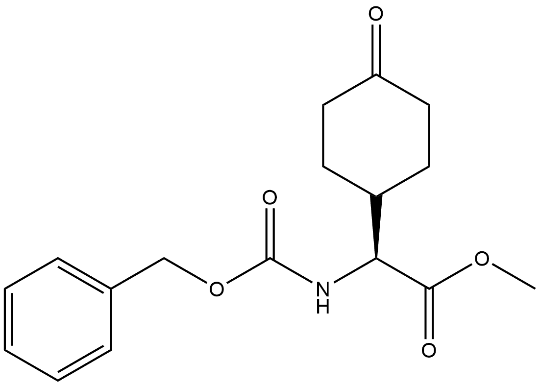 Cyclohexaneacetic acid, 4-oxo-α-[[(phenylmethoxy)carbonyl]amino]-, methyl ester, (αS)- Struktur