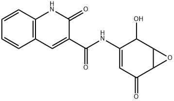 3-Quinolinecarboxamide, 1,2-dihydro-N-(2-hydroxy-5-oxo-7-oxabicyclo[4.1.0]hept-3-en-3-yl)-2-oxo- Struktur