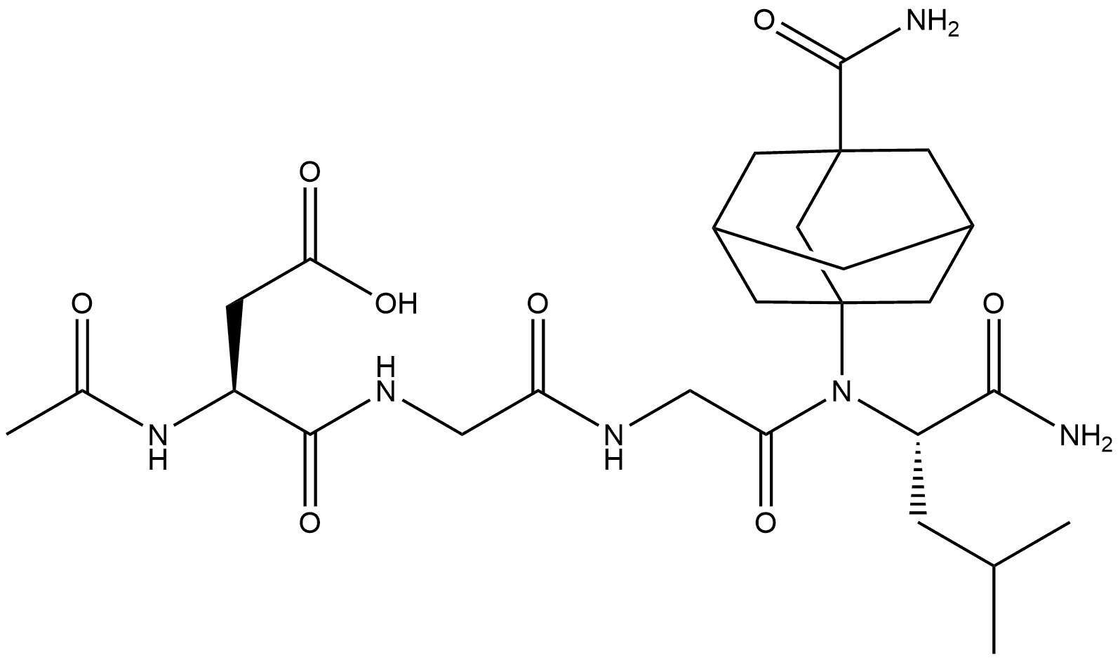 L-Leucinamide, N-acetyl-L-α-aspartylglycylglycyl-N-[3-(aminocarbonyl)tricyclo[3.3.1.13,7]dec-1-yl]- Struktur