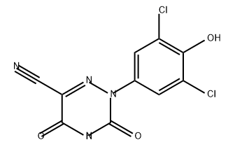 1,2,4-Triazine-6-carbonitrile, 2-(3,5-dichloro-4-hydroxyphenyl)-2,3,4,5-tetrahydro-3,5-dioxo- Struktur