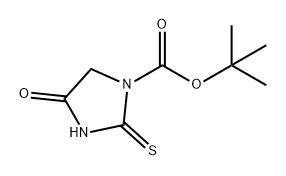 1-Imidazolidinecarboxylic acid, 4-oxo-2-thioxo-, 1,1-dimethylethyl ester Struktur