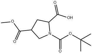 1,2,4-Pyrrolidinetricarboxylic acid, 1-(1,1-dimethylethyl) 4-methyl ester Struktur