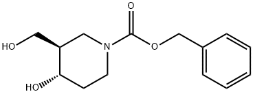 1-Piperidinecarboxylic acid, 4-hydroxy-3-(hydroxymethyl)-, phenylmethyl ester, (3R,4S)- Struktur