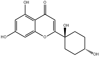 4H-1-Benzopyran-4-one, 2-(trans-1,4-dihydroxycyclohexyl)-5,7-dihydroxy- Structure