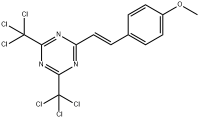 1,3,5-Triazine, 2-[(1E)-2-(4-methoxyphenyl)ethenyl]-4,6-bis(trichloromethyl)- Struktur