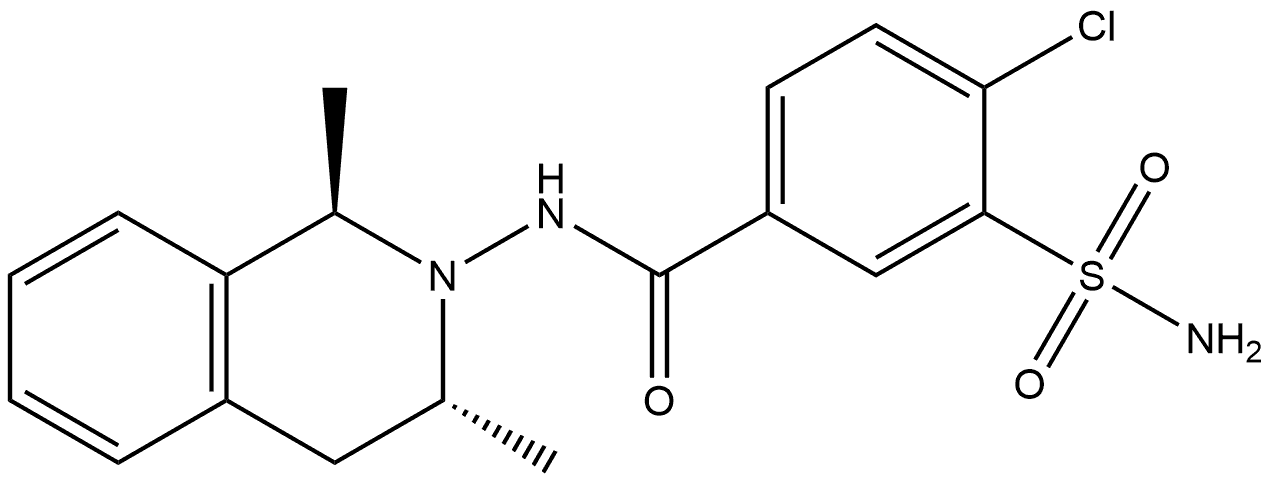 rel-3-(Aminosulfonyl)-4-chloro-N-[(1R,3R)-3,4-dihydro-1,3-dimethyl-2(1H)-isoquinolinyl]benzamide Struktur