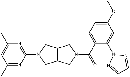 Methanone,[5-(4,6-dimethyl-2-pyrimidinyl)hexahydropyrrolo[3,4-c]pyrrol-2(1H)-yl][4-methoxy-2-(2H-1,2,3-triazol-2-yl)phenyl]- Struktur