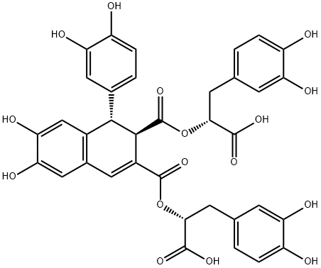 2,3-Naphthalenedicarboxylic acid, 1-(3,4-dihydroxyphenyl)-1,2-dihydro-6,7-dihydroxy-, bis[(1R)-1-carboxy-2-(3,4-dihydroxyphenyl)ethyl] ester, (1S,2R)- (9CI) Struktur