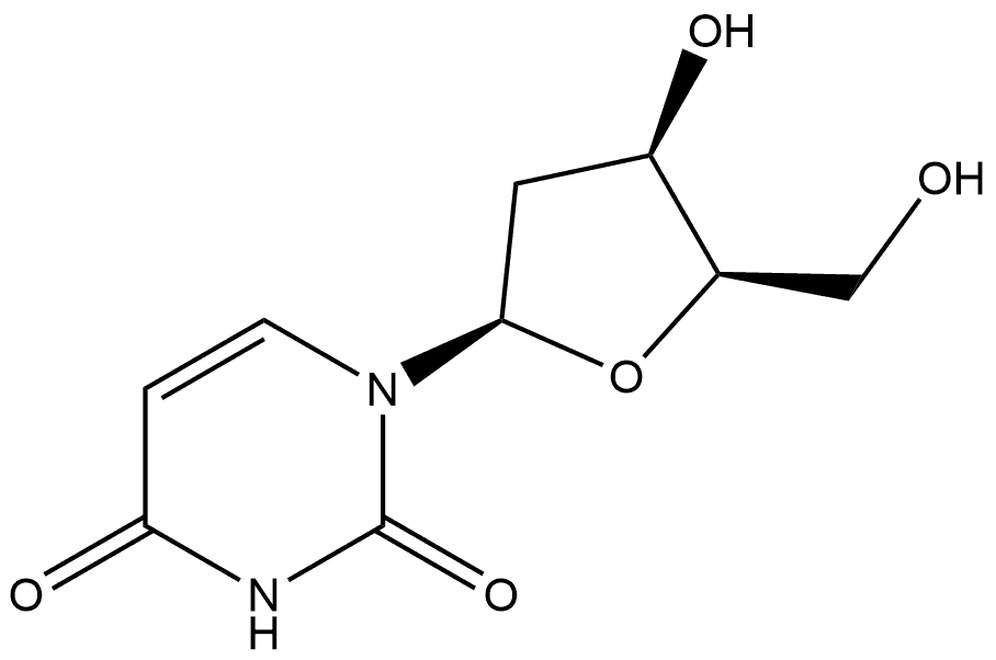 2,4(1H,3H)-Pyrimidinedione, 1-(2-deoxy-β-D-threo-pentofuranosyl)- Struktur