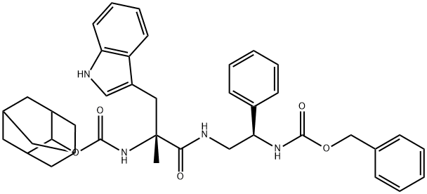 2-Oxa-4,7,10-triazaundecan-11-oic acid, 9-(1H-indol-3-ylmethyl)-9-methyl-3,8-dioxo-1,5-diphenyl-, tricyclo[3.3.1.13,7]dec-2-yl ester, [R-(R*,R*)]- (9CI) Struktur