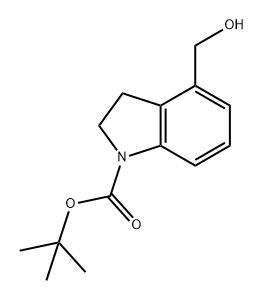 1H-Indole-1-carboxylic acid, 2,3-dihydro-4-(hydroxymethyl)-, 1,1-dimethylethyl ester Struktur