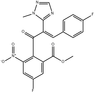 Benzoic acid, 5-fluoro-2-[(2E)-3-(4-fluorophenyl)-2-(1-methyl-1H-1,2,4-triazol-5-yl)-1-oxo-2-propen-1-yl]-3-nitro-, methyl ester