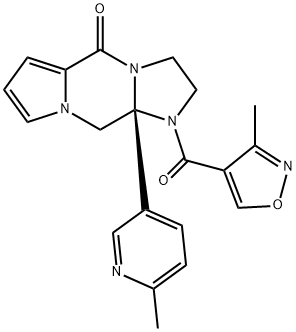 1H,5H-Imidazo[1,2-a]pyrrolo[1,2-d]pyrazin-5-one, 2,3,10,10a-tetrahydro-1-[(3-methyl-4-isoxazolyl)carbonyl]-10a-(6-methyl-3-pyridinyl)-, (10aS)- Struktur