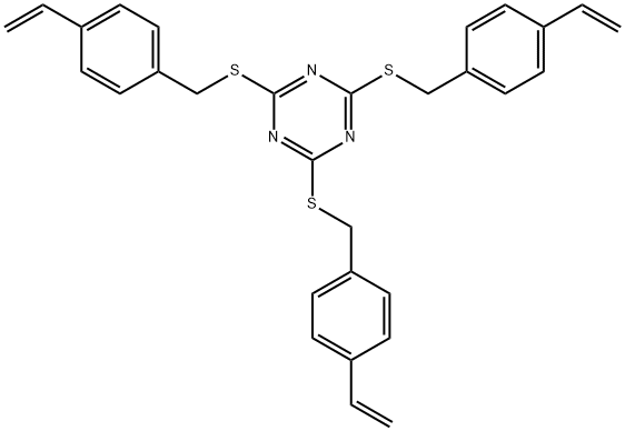 1,3,5-Triazine, 2,4,6-tris[[(4-ethenylphenyl)methyl]thio]- Struktur