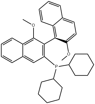 (1S)-Dicyclohexyl(1',2-dimethoxy-[1,2'-binaphthalen]-3'-yl)phosphine Struktur