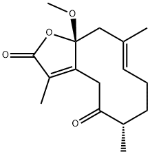 Cyclodeca[b]furan-2,5(4H,6H)-dione, 7,8,11,11a-tetrahydro-11a-methoxy-3,6,10-trimethyl-, (6S,9E,11aR)- Struktur