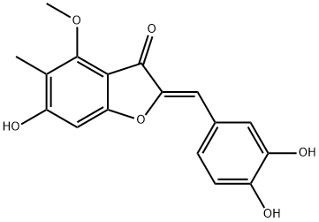 3(2H)-Benzofuranone, 2-[(3,4-dihydroxyphenyl)methylene]-6-hydroxy-4-methoxy-5-methyl-, (2Z)- Struktur