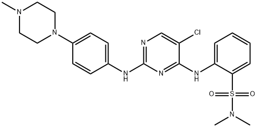 Benzenesulfonamide, 2-[[5-chloro-2-[[4-(4-methyl-1-piperazinyl)phenyl]amino]-4-pyrimidinyl]amino]-N,N-dimethyl- Struktur