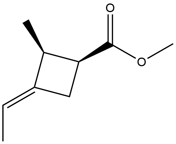 Cyclobutanecarboxylic acid, 3-ethylidene-2-methyl-, methyl ester, [1S- Struktur