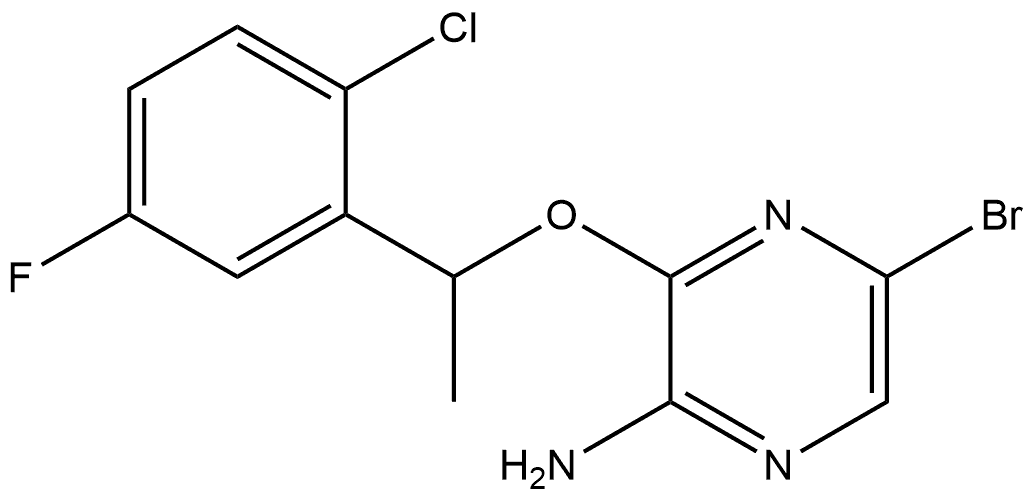 5-bromo-3-(1-(2-chloro-5-fluorophenyl)ethoxy)pyrazin-2-amine Struktur