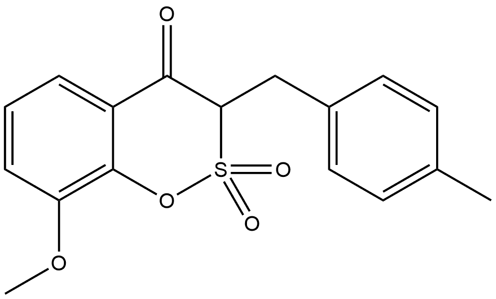 8-methoxy-3-(4-methylbenzyl)benzo[e][1,2]oxathiin-4(3h)-one-2,2-dioxide Struktur