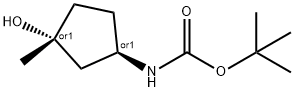 rel-tert-butyl ((1R,3R)-3-hydroxy-3-methylcyclopentyl)carbamate Struktur