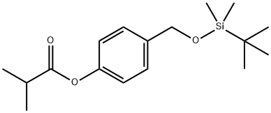 Propanoic acid, 2-methyl-, 4-[[[(1,1-dimethylethyl)dimethylsilyl]oxy]methyl]phenyl ester Struktur