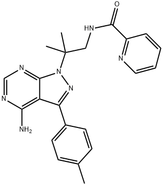 2-Pyridinecarboxamide, N-[2-[4-amino-3-(4-methylphenyl)-1H-pyrazolo[3,4-d]pyrimidin-1-yl]-2-methylpropyl]- Struktur