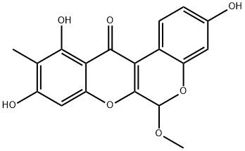 [1]Benzopyrano[3,4-b][1]benzopyran-12(6H)-one, 3,9,11-trihydroxy-6-methoxy-10-methyl- Struktur