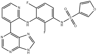 3-Furansulfonamide, N-[2,4-difluoro-3-[[3-(9H-purin-6-yl)-2-pyridinyl]amino]phenyl]- Struktur