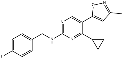 4-cyclopropyl-N-[(4-fluorophenyl)methyl]-5-(3-me thyl-1,2-oxazol-5-yl)pyrimidin-2-amine Struktur