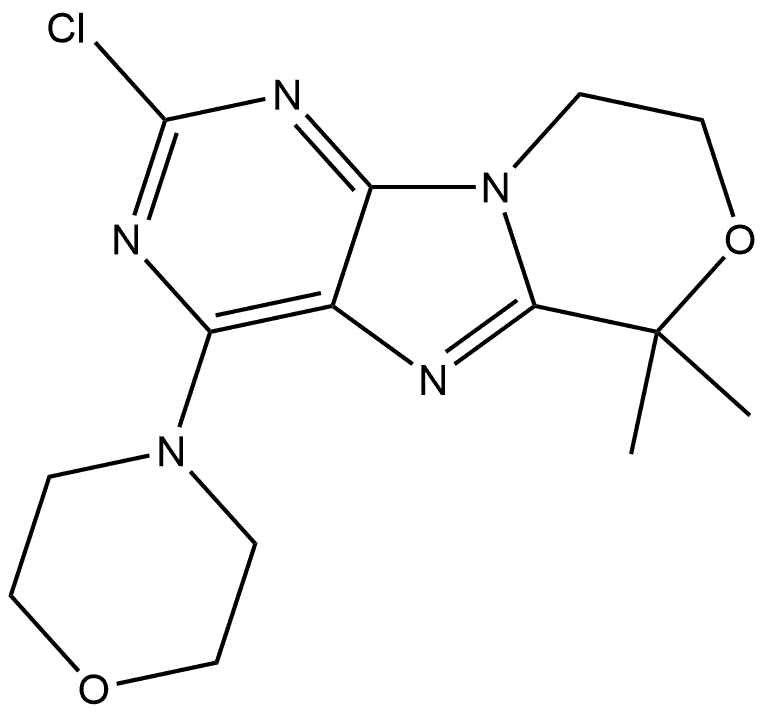 2-CHLORO-6,6-DIMETHYL-4-MORPHOLINO-8,9-DIHYDRO-6H-[1,4]OXAZINO[4,3-E]PURINE Struktur