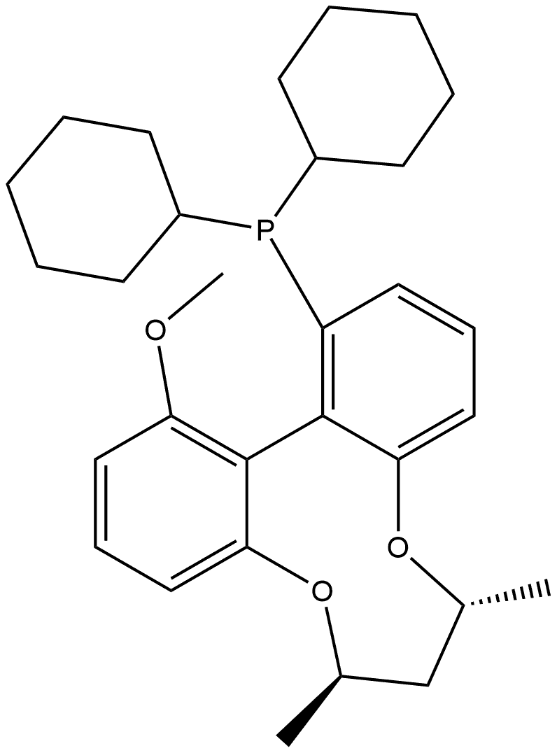 Dicyclohexyl((6R,8R)-13-methoxy-6,8-dimethyl-7,8-dihydro-6H-dibenzo[f,h][1,5]dioxonin-1-yl)phosphine Struktur