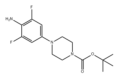 1-Piperazinecarboxylic acid, 4-(4-amino-3,5-difluorophenyl)-, 1,1-dimethylethyl ester Struktur