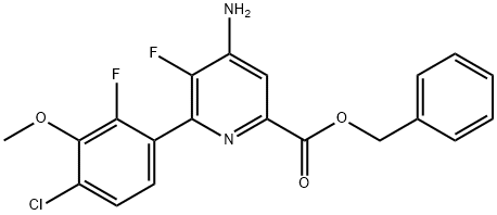 2-Pyridinecarboxylic acid, 4-amino-6-(4-chloro-2-fluoro-3-methoxyphenyl)-5-fluoro-, phenylmethyl ester Struktur