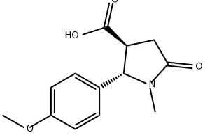 3-Pyrrolidinecarboxylic acid, 2-(4-methoxyphenyl)-1-methyl-5-oxo-, (2S,3S)- Struktur