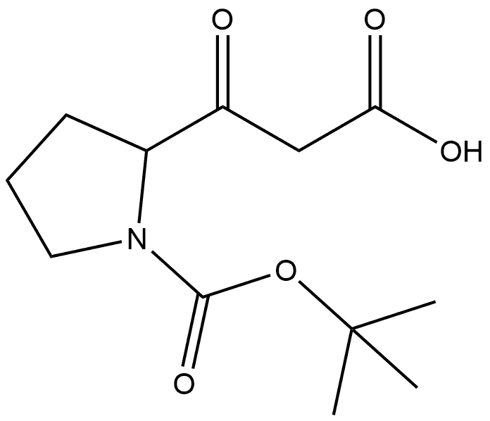 3-(1-(tert-butoxycarbonyl)pyrrolidin-2-yl)-3-oxopropanoic acid Struktur