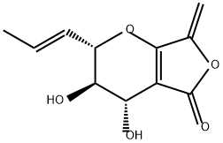 5H-Furo[3,4-b]pyran-5-one, 2,3,4,7-tetrahydro-3,4-dihydroxy-7-methylene-2-(1E)-1-propen-1-yl-, (2S,3R,4S)- Struktur