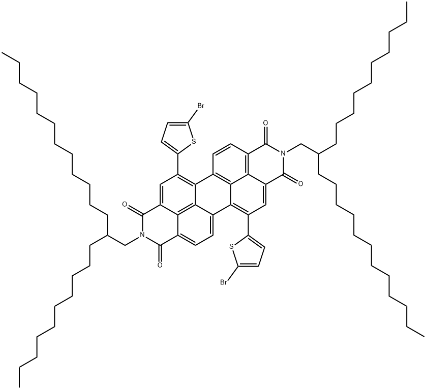 5,12-bis(5-bromothiophen-2-yl)-2,9-bis(2-decyltetradecyl)anthra[2,1,9-def:6,5,10-d'e'f']diisoquinoline-1,3,8,10(2H,9H)-tetraone Struktur