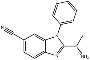 (S)-2-(1-Aminoethyl)-1-phenyl-1H-benzo[d]imidazole-6-carbonitrile Struktur