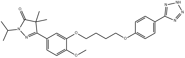 3H-Pyrazol-3-one, 2,4-dihydro-5-[4-methoxy-3-[4-[4-(2H-tetrazol-5-yl)phenoxy]butoxy]phenyl]-4,4-dimethyl-2-(1-methylethyl)- Struktur