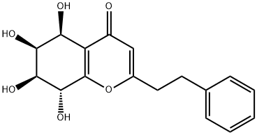 4H-1-Benzopyran-4-one, 5,6,7,8-tetrahydro-5,6,7,8-tetrahydroxy-2-(2-phenylethyl)-, (5S,6S,7S,8R)- Struktur