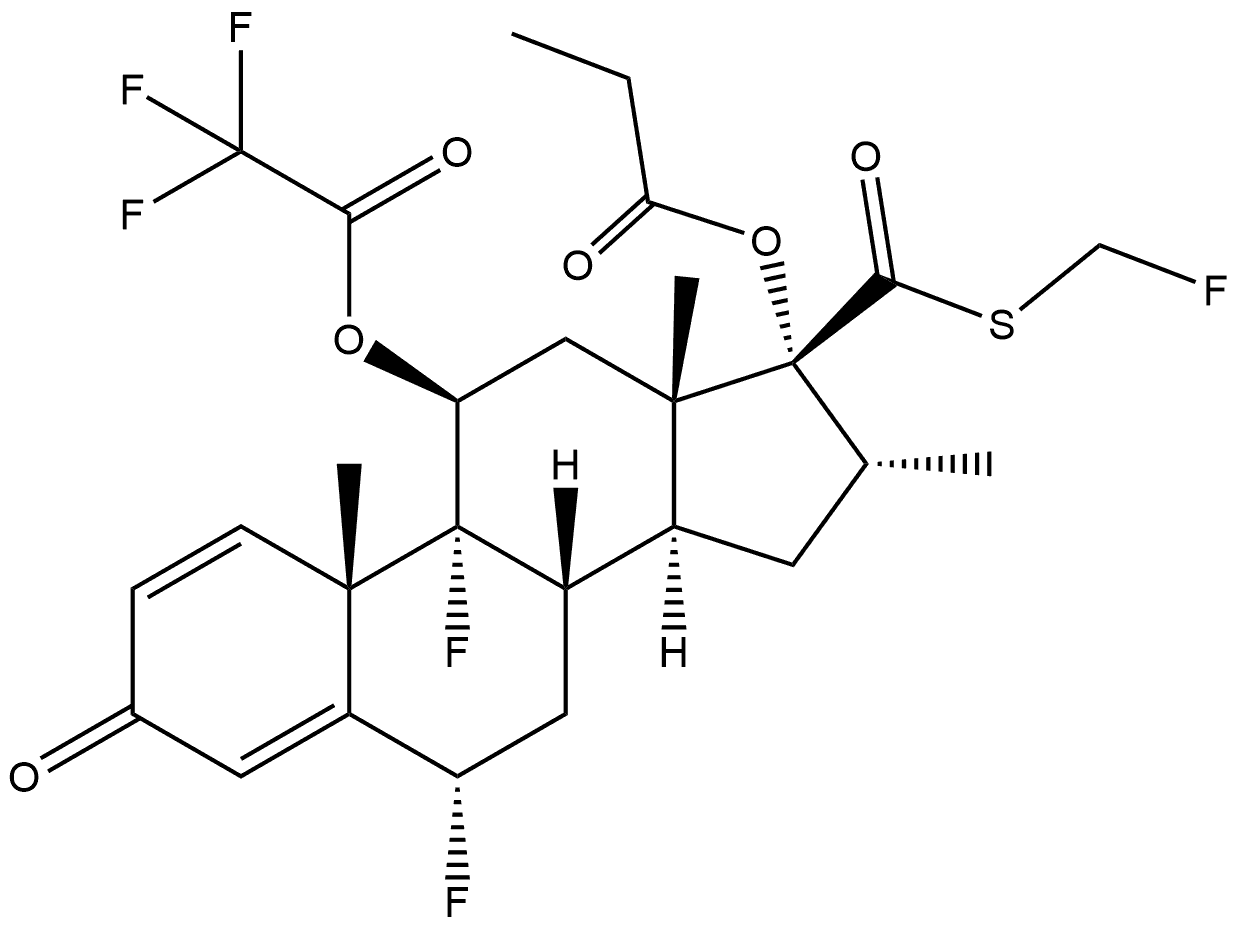 Androsta-1,4-diene-17-carbothioic acid, 6,9-difluoro-16-methyl-3-oxo-17-(1-oxopropoxy)-11-[(2,2,2-trifluoroacetyl)oxy]-, S-(fluoromethyl) ester, (6α,11β,16α,17α)-