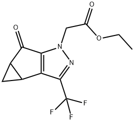 Ethyl 2-(5-oxo-3-(trifluoromethyl)-3b,4,4a,5-tetrahydro-1H-cyclopropa[3,4]cyclopenta[1,2-c]pyrazol-1-yl)acetate Struktur